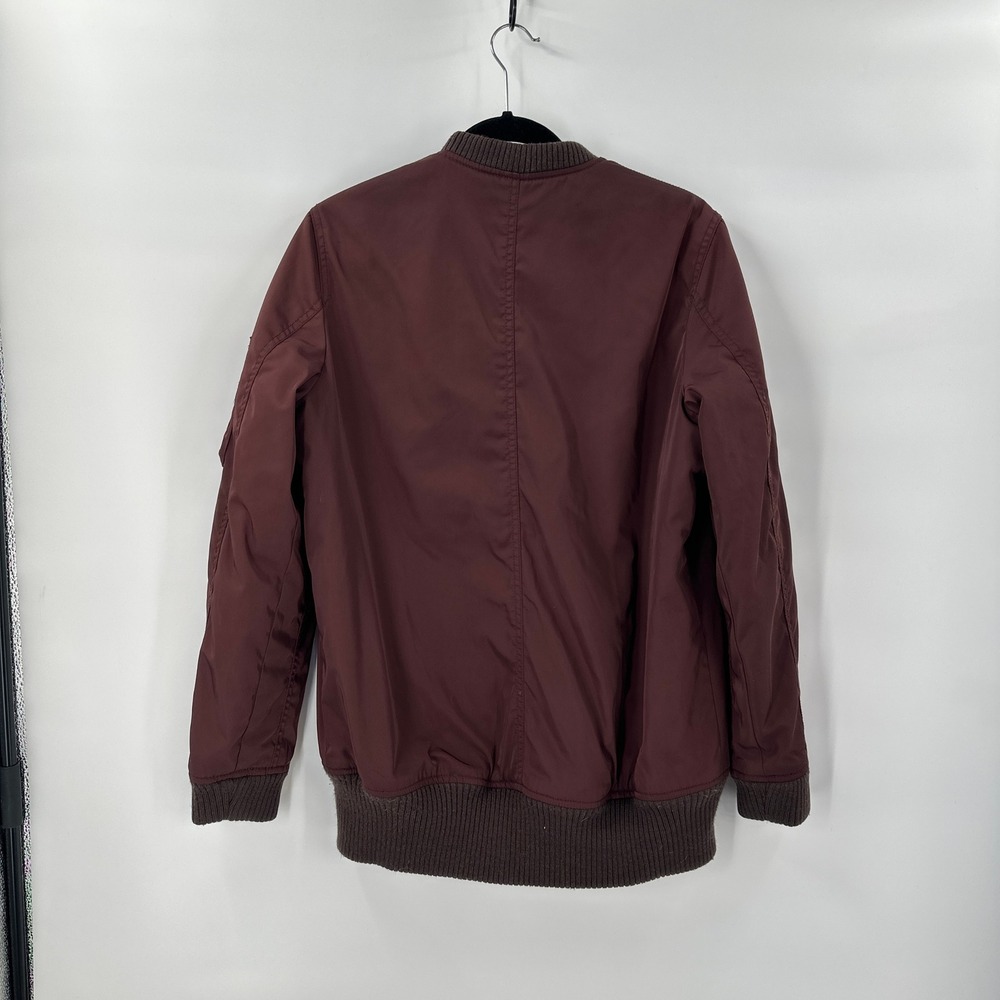 American Eagle Mens Bomber Jacket Military Burgundy Quilted Lined Medium